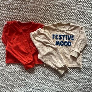 Tiny cottons pajama bundle Cream and Red